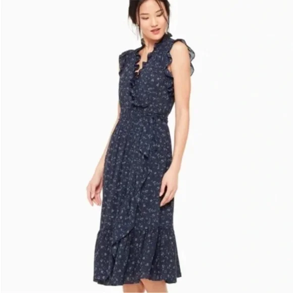 Kate Spade Out West Wild Rose Ruffle Wrap Dress 14. Excellent Condition. - Picture 7 of 8